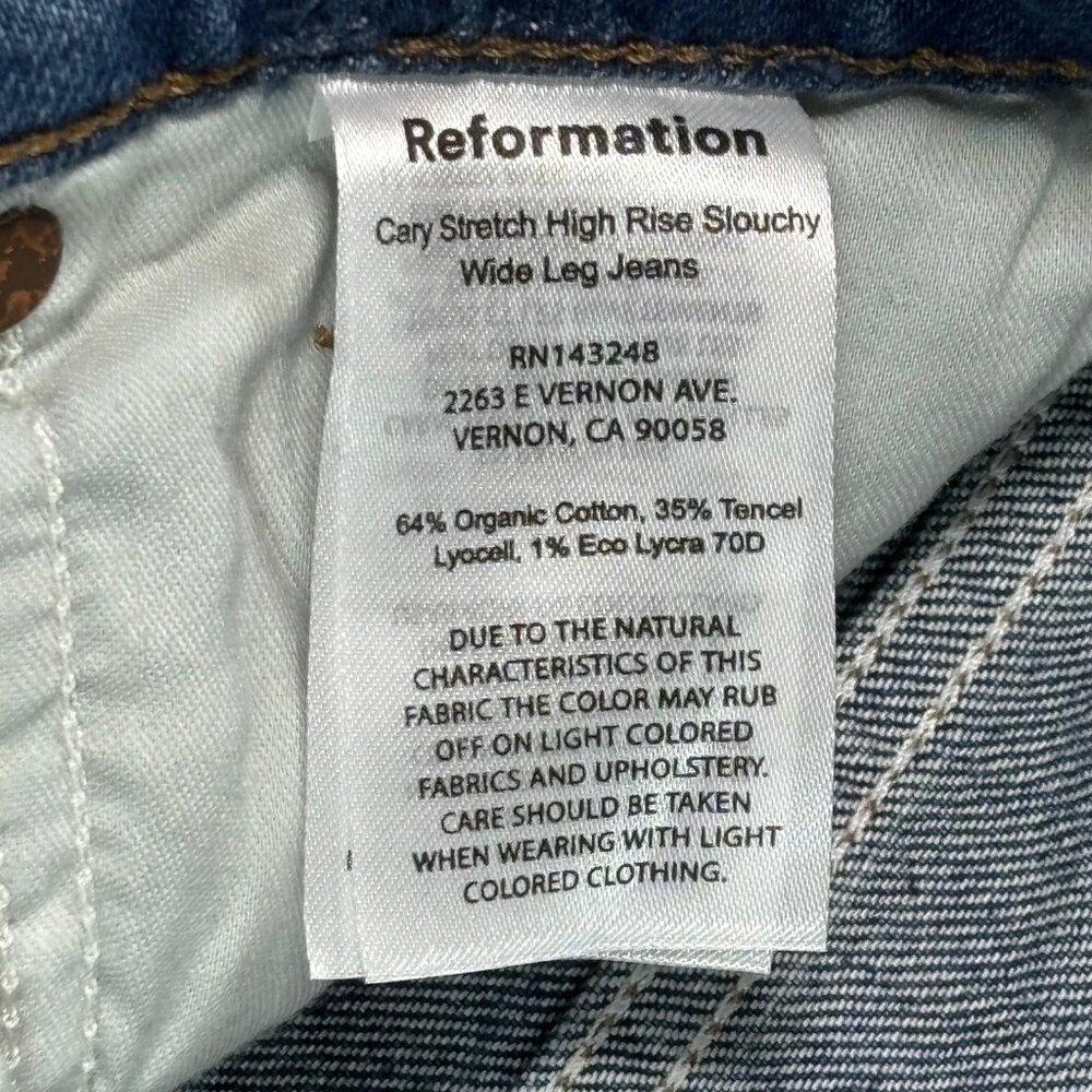 Reformation Cary High Rise Slouchy Wide Leg Jeans Women's Size 27 Medium Wash - Picture 13 of 15